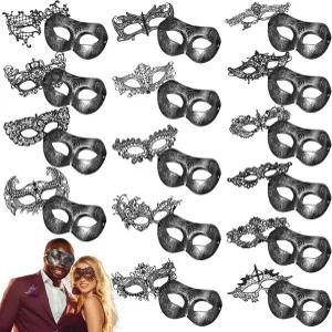 여성용 릴리풀 30개 커플 가면극 블랙 레이스 앤티크 베네치아 가면 카니발 코스프레 크리스마스 파티 웨딩