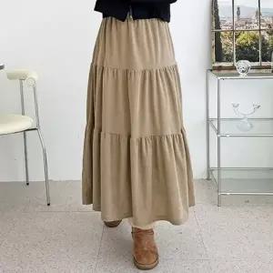 골덴 캉캉 플레어 롱스커트 가을겨울 코듀로이 스커트 허리밴딩 편한치마