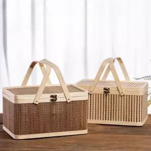 대나무 피크닉 바구니 간식 소품 보관함 바스켓