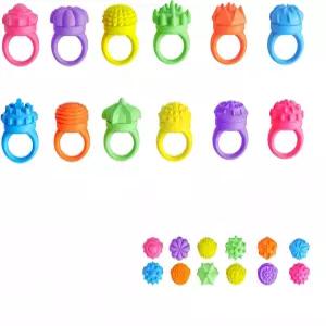 스트레스 해소를 위한 실리콘 피젯 스피너 촉각 링 세트 - 클릭 기능이 있는 12가지 텍스처 캡 업무 및