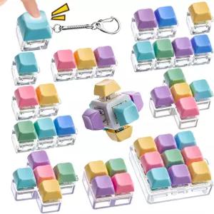 라운드퍼니 12개 감압 장난감 키보드 클리커 피젯 열쇠고리 버튼 스트레스 해소 선물 성인 및 사무실 출입