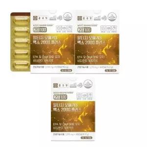 종근당20100알티지오메가3 맥스2000 플러스1270mgx60캡슐2+1총180캡슐 EPA DHA 비타민D E