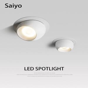 LED 스포트라이트 매입형 천장 램프 각도 조절식 COB 75 오프닝 7W 초점 조광 가능 거실 가정용 회전