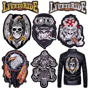 펑크 라이브 타고 대형 패치 바이크 오토바이 의류 자수 독수리 발 바이커 아이언 자켓에 DIY