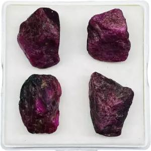 4개의 천연 루비 러프 22-24mm 느슨한 미가열 도매 보석 로트