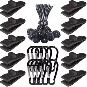 조절 가능한 나사가 있는 30팩 헤비 듀티 잠금 그립 방수 클립 상어 이빨 디자인 번지 코드 및 카라비너