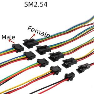 10 쌍 SM2.54 2/3/4/5/6/7/8P 피치 2.54mm 와이어 커넥터 SM Male & Female 배터리 충전 케이블 100MM 22AW