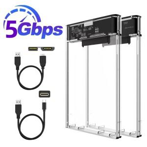 투명 외장 하드 드라이브 케이스 2.5인치 HDD SSD 마이크로-B to USB3.1 4TB 하우징 UASP SATA III 호환 노