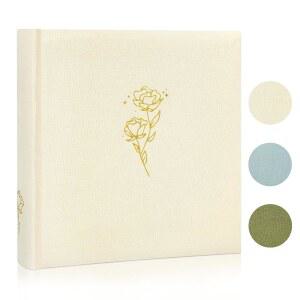 Kuword 4x6 사진 앨범 및 Writing Space 100페이지, 200 포켓산 프리 로즈 웨딩 Book, 가족 기념일을 위한 귀여운 선물, 베이지