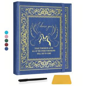 CWEGSJ 웨딩 사진 앨범 3x5 4x6 5x7 DIY 메모리 가죽 커버 결혼 선물, 앨범, 약혼 스크랩북 (앨범 Choose You-Dark Blue)