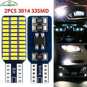 2X 자동차 전구 168 194 방향 지시등 3014 33SMD 패널 번호판 트렁크 라이트 흰색 DC 12V 인테리어 호환 운