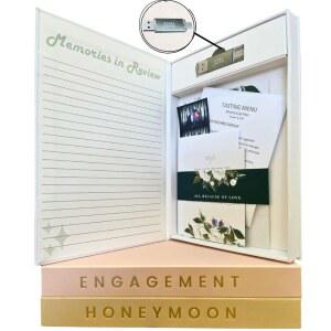 3-in-1 얼티밋 웨딩 앨범 컬렉션: 결혼식, 약혼, 신혼여행 선물, 신부 샤워 기념품 상자, 사진 앨범, 스크랩북, 메모리 박스 - 16GB USB