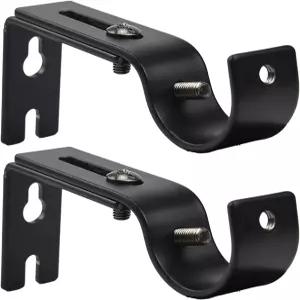 조절 가능한 커튼봉 브래킷 벽용 프리미엄 막대 헤비 듀티 드레이퍼 홀더 하드웨어 창문 지지 행거(블랙)