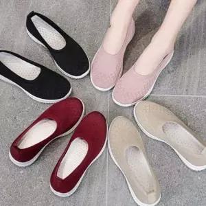 심플 c 단화 스판니트 컬러 편한 캐주얼 여자신발 플 여자신발 플랫 단화 여성화 밴딩단화