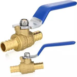 2-PC HeSun PEX 볼 밸브 온수 및 냉수용 1/2인치 황동 크림프 펙스 1/4 턴 풀 포트 차단 ASTM F1807