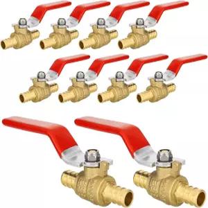 10-PC HeSun PEX 볼 밸브 온수 및 냉수용 3/4인치 황동 크림프 펙스 1/4 턴 풀 포트 차단 ASTM F1807