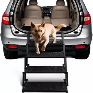 자동차용 개 계단 - 미끄럼 방지 표면이 있는 대형견을 위한 접이식 경사로 자동차 및 SUV를 휴대용 트럭