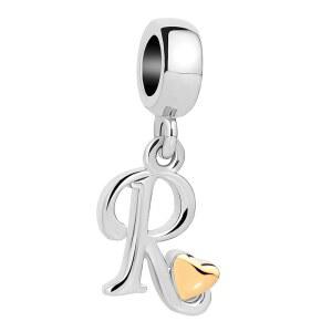 퀸참스 이니셜 A-Z 레터 참 골든 하트 알파벳 팔찌 및 목걸이용 댕글 비즈