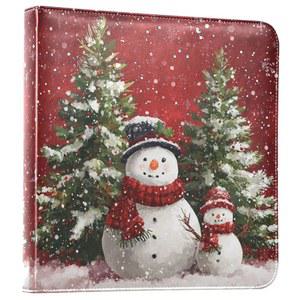 알라자 크리스마스 트리 스노우맨 사진 앨범 셀프 접착 스크랩북 PU 가죽 커버 3 링 바인더 사진집 결혼식 가족 여행 기념