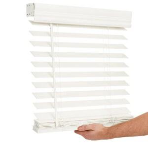 로터스 & 윈도우케어 무선 2인치 인조 목재 블라인드 24.5인치 와이드 x 68인치 론(부드러운 화이트 앤티크 화이트), 매끄럽고 방이 어두워지며 거실, 침실, 실내 문 창문용 수평 - 24.5 68,S