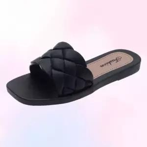 여름 심플 꼬임 장식 슬리퍼 여성용 인조가죽 샌들 (WFKBFC0)