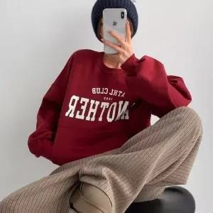 [다잇템] 여자 필기체 캥거루포켓 FW 와인색 겨울기모 맨투맨_24025882_588872