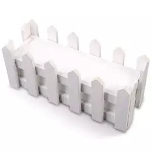 사각 원목 울타리 화이트 중형 조화용 울타리 화분 WFFQT42