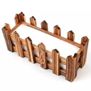 사각 원목 울타리 브라운 중형 조화용 울타리 화분 WFFQT45