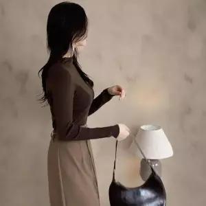 [다잇템]여성 폴라넥 롱슬리브 가을겨울 골지 티셔츠_P414600527