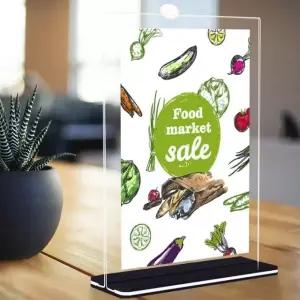 아크릴 메뉴판 스탠드 안내문 거치대 T자형 2사이즈 홍보용 케이스 1개 (WFKBDCE)