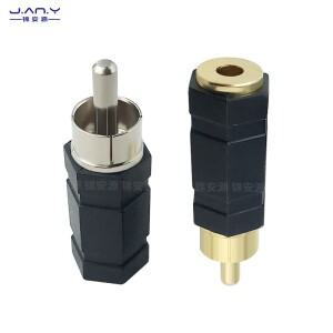 구리 금도금 RCA 레볼루션 여성 어댑터 싱글 로터스 AV AUX 오디오 신호 케이블 3.5