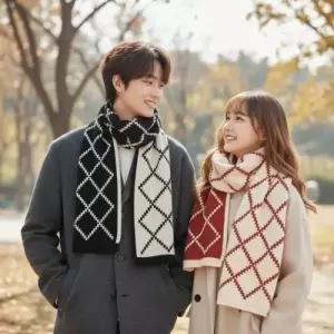 겨울 보온 머플러 남자 여자 커플 양면 목도리 털 니트 스카프 롱 넥워머