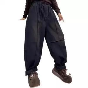 빈티지 겨울 캐주얼 팬츠 여자 기모 배기핏 청바지 보온 1PICK4