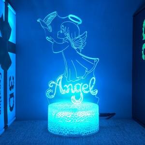 천사 침실용 3D LED 램프 발렌타인 데이 아크릴 야간 조명 여자 친구 아내 선물