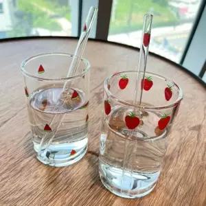 고품질 유리컵 빨대 과일 찻잔 글라스 (WFKBOSU)