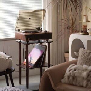 LP거치대 원목 레코드판 수납 선반 월넛 보관함 장식장 모던 인테리어 LP플레이어