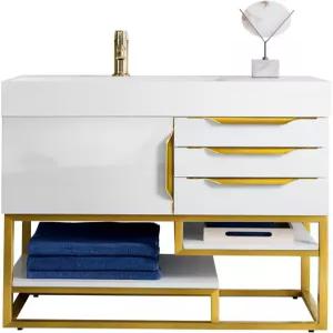 제임스 마틴 베니티즈 983-V36-RG 컬럼비아 36인치 싱글 프리 스탠딩 베니티 캐비닛 - 레스 톱 유광 화이트