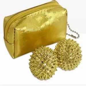 [하프클럽/]수지침 손마사지 지압볼 황금색 2구 마사지볼 손가락 지압기