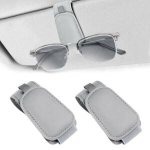업그레이드, 회색 자동차 안경, 선글라스 바이저용 안경을 쉬운 가죽 홀더 클립 2팩 클립, 바이저 잡기 테라브스 마그네틱