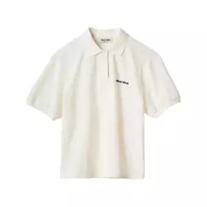 [미우미우] 여성 코튼 피케 폴로 셔츠 화이트 MJN535SOOO14RW F0009