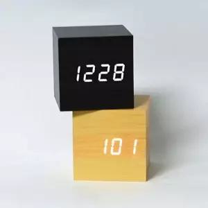 LED 우드 큐브 탁상시계 LED탁상시계 탁상시계 전자시 (KYR-W3D4FAC)