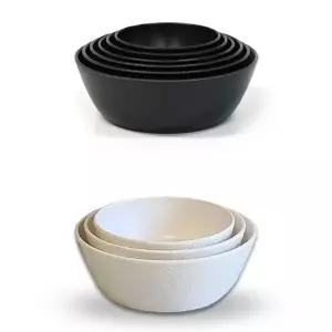 멜라민 QE39SH09 한정식 대접 비빔밥 그릇 18.9x6.6cm 5호 크림