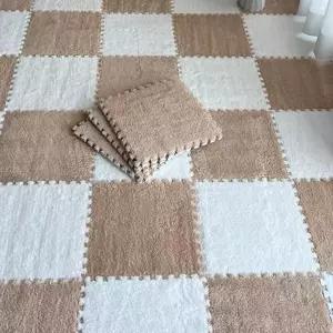 타이푸토미 10pcs 플러시 퍼즐 폼 바닥 매트 부드러운 플러피 연동 사각 타일 영역 거실 장식용 러그