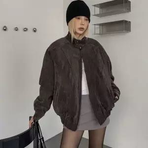 [신세계라이브쇼핑][옷자락] 여성 벨벳 투웨이 집업 하이넥 절개 오버핏 블루종 자켓