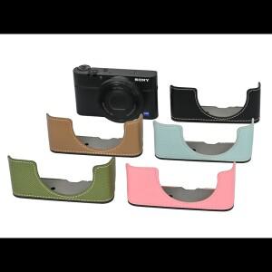 카메라 가방 PU 가죽 케이스 하프 바디 팜 프린트 베이스 소니호환 DSC-RX100 RX100II M3 M4 M5 M6 M7 보호