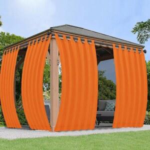 분리 가능한 끈적끈적한 탭을 위한 퓨어핏 야외 커튼 상단 파티오 방수 u2013 가제보, 현관, 퍼골라, 프라이버시 커튼, 54 x 84인치, 패널 2개, 오렌지색 외부