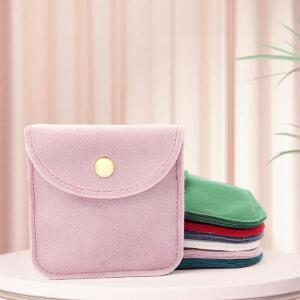 스냅 단추 주얼리 파우치, 부드러운 벨벳 가방, 봉투 목걸이 팔찌 보관 결혼 선물 포장