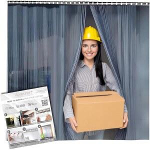 Acepunch 4x7' 투명 PVC 스트립 커튼 키트 - 폭 48인치 x 높이 84인치 헤비 듀티, 방수, 창고용 단열재, 냉동고, 차고 AP1173