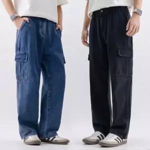 남자 봄 가을 카고 와이드청바지 통큰 청바지 데님팬츠 연청 진청 흑청
