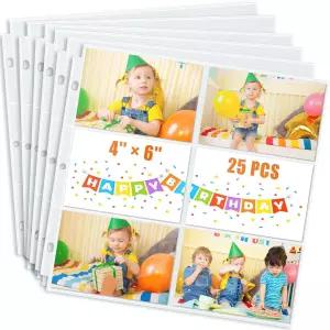투타타 4x6 사진 앨범 슬리브 6포켓 스크랩북 페이지 프로텍터 12x12 3 링 바인더 25팩 장착 가능